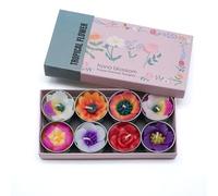 Hana Blossom Hecho a Mano Fairtrade Flor perfumada Tealight Velas en Diversos diseños y Colores Regalo Conjunto, Conjunto de 8