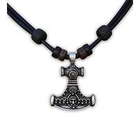 HANA LIMA Collar de cuero con colgante de martillo de Thor para hombre y mujer ajustable