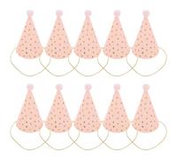 HANABASS 10 Gorros de Cumpleaños Forma de Cono Purpurina y Pompones Sombreros Decorativos para Fiesta Infantil y Adulto Color Rosa Brillo Dorado Accesorios para Decoración de Cumpleaños