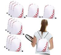 HANABASS 12piezas Mochilas Deportivas Cordón Temática De Béisbol Bolsas De Gimnasio Impermeables Mochilas De Cuerda para Actividades Al Aire y Entrenamiento Deportivo