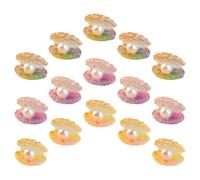 HANABASS 16 Piezas de Cuentas Miniatura de Concha Luminosa con Perla para Manualidades DIY Decoración Artesanal Resina Figuras Pequeñas para Adornar Jardín y Proyectos Creativos