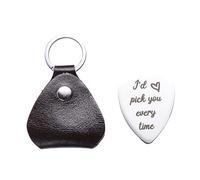HANABASS 1Juego Accesorios para Púas de Guitarra de Inoxidable con Soporte de San Valentín para Músicos Compatible con Guitarra Ukelele Incluye Funda de Cuero