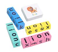HANABASS 1Juego Letras Educativo para Juguete de Aprendizaje de Ortografía con Tarjetas y Bloques para Desarrollo Infantil y Actividades Familiares
