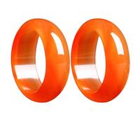 HANABASS 2 Anillos de Cornalina Roja para Mujer y Hombre, Anillos de Promesa de Ágata y Calcedonia, Talla 16-18 Mm, Conjunto Ligero y Pulido a Mano, Joyería de Boda y Compromiso