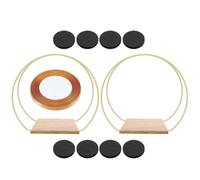 HANABASS 2 Juegos Aro de Metal para Adorno de Bodas con Base de Madera, Adecuado para Manualidades DIY y Guirnaldas de Mesa en Eventos Nupciales