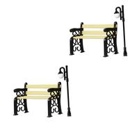 HANABASS 2 Juegos De Sillas De Parque Simuladas Farolas Bancos para Exterior Muebles De Jardín Bancos para Casa De Muñecas Mini Artículos Lámparas En Miniatura Decoraciones Mini
