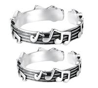 HANABASS 2 piezas Anillos Nota Musical Vintage de Anillos Abiertos Unisex Diseño Elegante y Cómodo para Bodas y Uso Diario