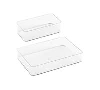 HANABASS 2 Piezas Caja Organizadora de Cajones Modular de Plástico PP | Tamaños Variados, Diseño Simple y Moderno, Resistente Suciedad, para Utensilios, Papelería y Orden Doméstico