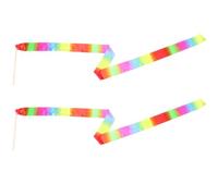 HANABASS 2 Piezas Cintas de Baile Serpentinas de Gimnasia Varilla Larga, Mango de Madera, Satén, Cómodas y Antideslizantes, para Mayores, Decoración de Festival y Programa de Navidad