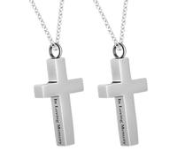 HANABASS 2 piezas Collar con Colgante Cruz Cremación Acero Inoxidable para Cenizas Joyería Conmemorativa con Cierre Seguro Colgante Urna Portátil para Hombres y Mujeres