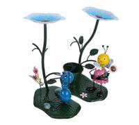 HANABASS 2 Piezas Comedero para Pájaros Metálico Decorativo y Resistente Juego de Colores Vivos para Jardín Patio Balcón y Espacios Exteriores