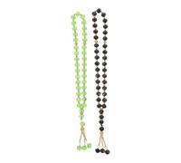 HANABASS 2 Piezas Cuentas de Oración Musulmana de Vidrio de Negro y Verde Cuentas para Meditación y Recuento de Plegarias Pulsera y Collar para Hombres y Mujeres