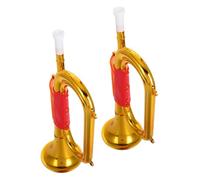 HANABASS 2 Piezas Juguete de Instrumento Musical Trompeta Infantil Juguete Que Suena matracas para Fiesta Juguete Que Hace Ruido Accesorios de Escenario el plastico Dorado