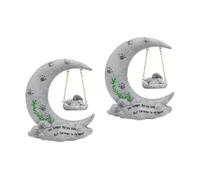 HANABASS 2piezas Piedra Conmemorativa para Mascotas Forma De Luna Decoración De Jardín para Recordar Tu Perro Querido Estatua para Cementerio y Patio
