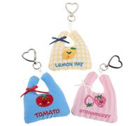 HANABASS 3 Piezas de Llaveros de Frutas Kawaii para Bolsos Colgantes de Peluche Mini Bolsa de Compras Dijes Decorativos Ligeros y Prácticos para Uso Diario y Accesorios de Bolso