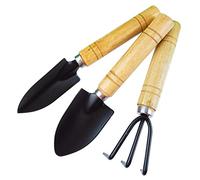 HANABASS 3Piezas Mini Herramientas de Jardinería de Hierro con Mango de Rastrillo Paleta para Jardín Camping y Exterior Color Negro y Resistentes