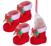 HANABASS 4 Piezas Botas de Dulces Navideñas Colgantes de Bota para Decoración de Navidad para Chucherías Navideñas