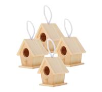 HANABASS 4 Piezas Kit Mini de Pájaros de Madera sin para Pintar Decoración Colgante para Jardín Exterior Nidos Ornamentales y Portátiles para Observar Colibríes