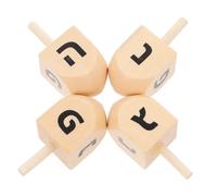 HANABASS 4 Piezas Peonzas de Madera sin Pintar para Manualidades de Hanukkah para Juguete con Letras Hebreas Decoración Cultural para Fiestas de Hanukkah