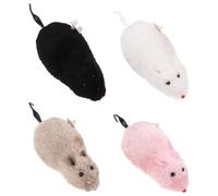 HANABASS 4 Piezas Ratón de Cuerda para Gatos y Perros con Diseño Realista, Juguete Interactivo de Peluche y Plástico para Morder, Adecuado para Fiestas y Juegos Naturales