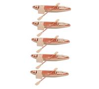 HANABASS 5 Juegos Miniature Kayak Model with Paddles and Life Vest Realistic Plastic Canoe Toy For Dollhouse Fishing Boat Figurine Outdoor Adventure Playset