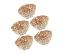 HANABASS 5 Piezas Nidos de Desove para Pájaros Tejidos a Mano con Gancho de Bambú Cama Nido para Aves Loro y Periquitos para Jaulas de Pájaros