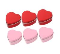 HANABASS 6 Piezas Cajas Metálicas Corazón con Tapa Diseño Mate Almacenamiento Portátil para Velas Dulces y Joyas para San Valentín y Regalos Románticos