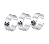 HANABASS Anillo Abierto Retro de Titanio Acero para Mujer y Niña, 3 Piezas, Accesorio Decorativo de Dedo Elegante para Uso Diario