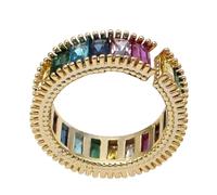 HANABASS Anillo Abierto Vintage de Punta Abierta Ajustable de Colores Arcoíris para Mujer y Niña en Moda Casual Diseño Delicado y Tamaño Regulable