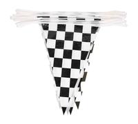 HANABASS Banderas a Cuadros Negras y White de Pe para Decoración de Fiestas de Cumpleaños, Banderines Triangulares Ligeros para Colgar en Reuniones Familiares
