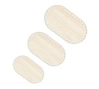 HANABASS Base de Madera Ovalada para Bolsa de Crochet, 3 Piezas Mini Base DIY para Tejer a Ganchillo, Fondo Resistente y Perforado para Accesorios de Labores Manuales