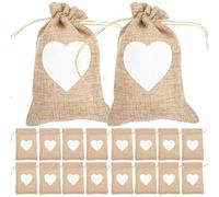 HANABASS Bolsas de Obsequio Cordón de Yute 25 Piezas 10X14 CM Color Lino Diseño de Corazón para Joyería Dulces y Almacenamiento en Fiestas de Navidad y Bodas
