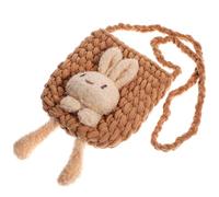 HANABASS Bolso Bandolera Kawaii para Niñas Diseño de Conejito 3D Tamaño Pequeño Tejido de Poliéster Superficie de Lana Bolso de Hombro Infantil para Viajes y Paseos