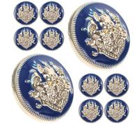 HANABASS Botones Metálicos Vintage de Estilo Occidental, 10 Piezas, 24l (15 Mm), Color Azul Dorado, Botones de Cierre Duraderos para Abrigos, Trajes y Manualidades de Costura