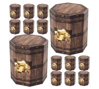 HANABASS Caja de Obsequio Hexagonal Plegable para Dulces Estilo Europeo Mini Cofre del Tesoro de Papel Textura Madera Decoración Temática Pirata para Fiestas Pack de 20 Unidades