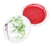 HANABASS Caja de Tinta de Porcelana para Caligrafía 90 G, Recipiente Portátil para Pasta de Tinta Roja, Caja de Almacenamiento Tapa, Contenedor Cerámico para Pintura y Sellos Tradicionales