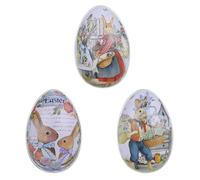 HANABASS Cajas para Dulces de Hojalata Forma de Huevo de Pascua Set de 3 Unidades Pequeñas 65X45X5 CM Recipientes Decorativos Resistentes para Almacenamiento Festivo
