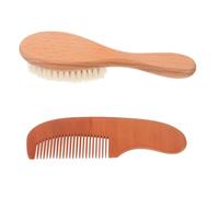 HANABASS Cepillo de Cerdas de Lana y Peine de Madera para Cuidado del Cabello de Recién Nacido Suave Masajeador de Cabelludo Ligero y Portátil para Higiene Infantil