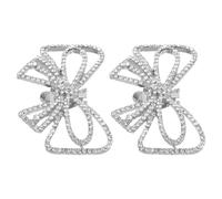 HANABASS Clips para Zapatos de Tacón Desmontables Adorno de Lazo y Pedrería Plateada, Par de Hebillas Decorativas para Bodas y Fiestas, Accesorios Elegantes para Decoración de Calzado