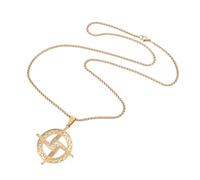 HANABASS Collar de Oración Católica Crucifijo de Santa Brígida Amuleto Dorado Cadena Metálica Joyería Religiosa Unisex para Hombres y Mujeres Colgante de Cruz para Celebraciones y