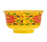 HANABASS Cuenco Redondo de Cerámica Portátil para Ofrendas Budistas, Almacenaje de Comida y Snacks, Decoración Hogar y Templo, Color Amarillo