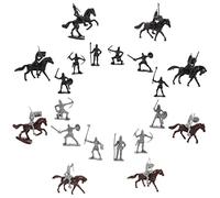 HANABASS de Caballero y Caballo Miniatura 28 Piezas para Niños Figuras de Soldados Diminutas Decoración de Micro Paisajismo Juguetes de Plástico Inodoros y Seguros
