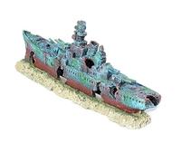 HANABASS Decoración Acuario Naufragio Resina Realista Barco Hundido Refugio Peces Cueva Oculta Estilo Natural