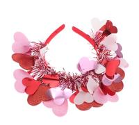 HANABASS Diadema de Plástico Tocado de Corazón con 10 Corazones Rojos y Rosas Adorno para Cabeza Romántico Accesorios para San Valentín y Fiestas para Despedidas de Soltera y Bodas