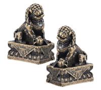 HANABASS Estatuas de León Guardián de Cobre Champán 2 Piezas, Figuras Ornamentales para Jardín y Hogar, Adornos Feng Shui para Micropaisajes y Macetas, Accesorios