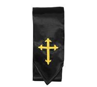 HANABASS Estola de Pastor Unisex Negra Bordada con Cruz Tradicional, Tela Ligera y Cómoda para Ceremonias Religiosas, Bautismo, Confirmación y Misa en Iglesia, Accesorio Duradero para Coro