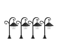 HANABASS Farolas Vintage Fácil Instalación Conjunto de 4 para Casa de Muñecas Iluminación LED Realista y Color Negro, Adecuado para Exhibiciones de Coleccionistas