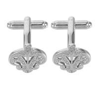 HANABASS Gemelos para Hombre con Diseño de Tiara e Incrustaciones de Circonitas Cierre Fácil Chapados Plata para Bodas Fiestas y Camisas de Puño Francés