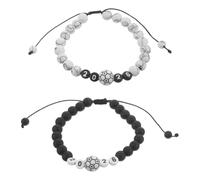 HANABASS Juego de 2 Pulseras Deportivas Ajustables de Fútbol Blancas y Negras Pulsera Tejida a Mano Adultos Accesorios para Fiestas y Día del Partido