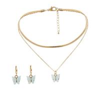 HANABASS Juego de Joyas Decorativas de Moda Collar y Pendientes de Acrílico, Cadena de Clavícula Azul, Conjunto Femenino para Fiestas y Uso Diario, Tamaño Estándar